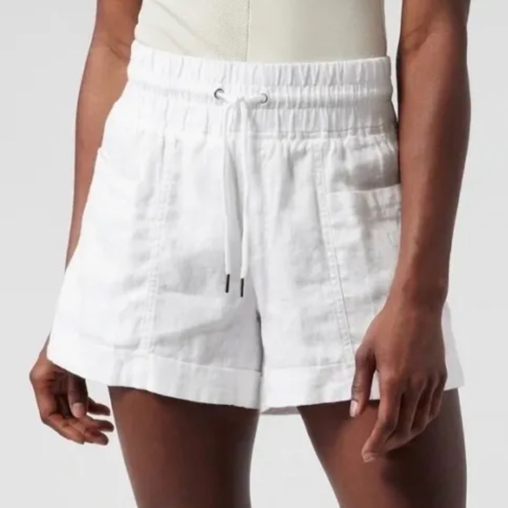 Brand new Athleta Cabo Linen Shorts white 4